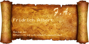 Fridrich Albert névjegykártya